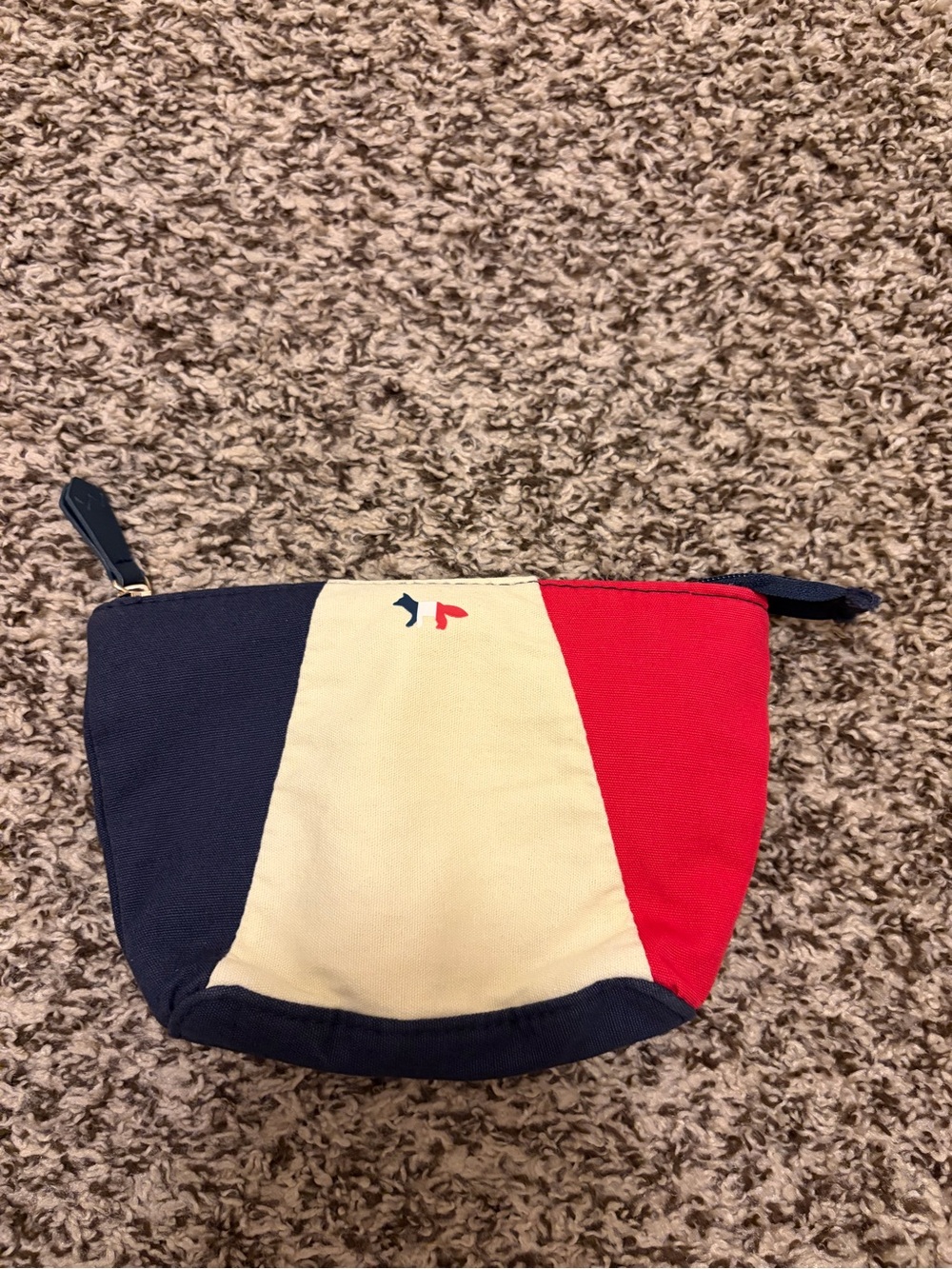 MAISON KITSUNĆ Tricolor Canvas Cosmetic Pouch - Japan Airlines Exclusive